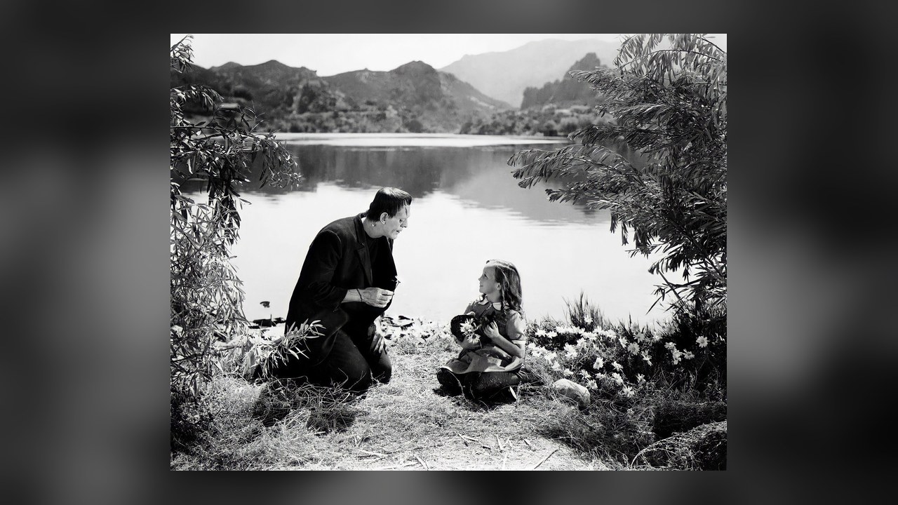 Frankenstein's monster and Maria at the lake
